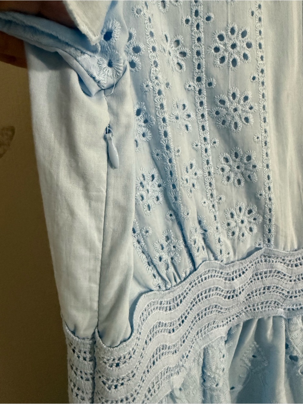 FA Pale Blue Eyelet V-Neck Midi Dress - Picture 5 of 14
